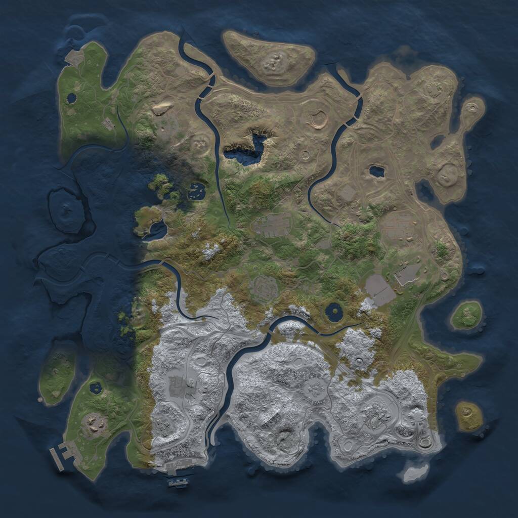 Rust Map: Procedural Map, Size: 4250, Seed: 399978374, 17 Monuments