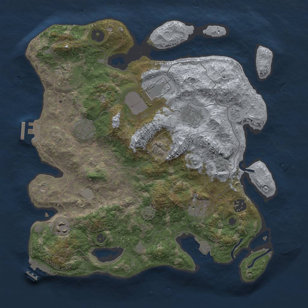 Rust Map: Procedural Map, Size: 3500, Seed: 11941458, 16 Monuments