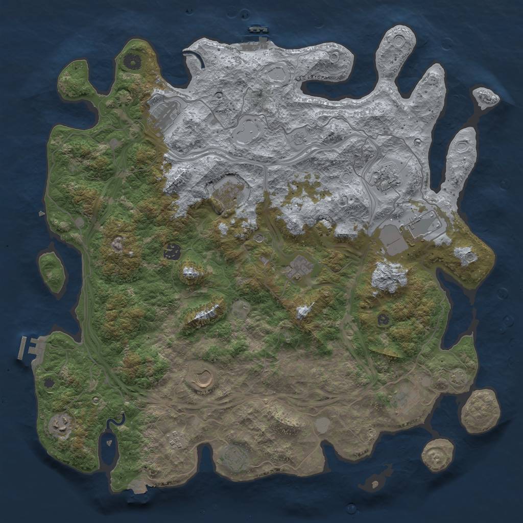 Rust Map: Procedural Map, Size: 4500, Seed: 859609543, 19 Monuments