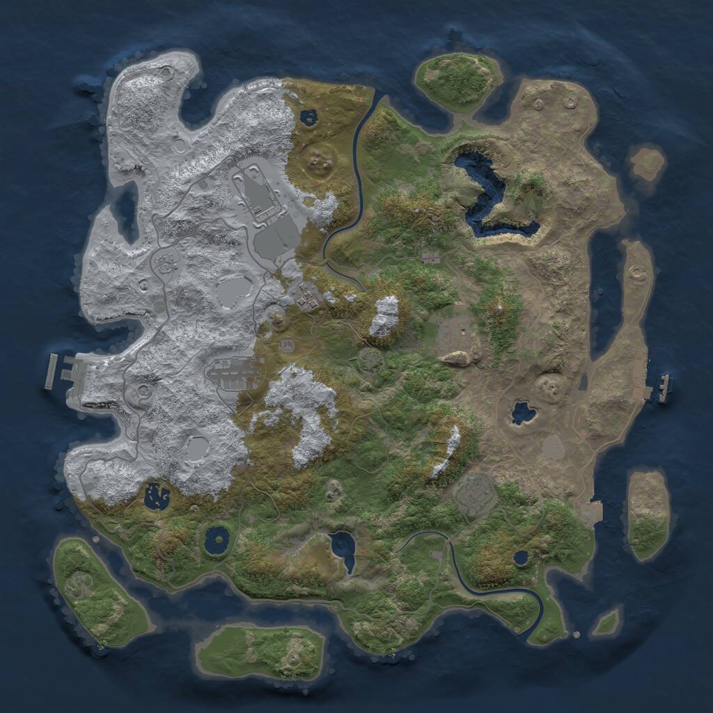 Rust Map: Procedural Map, Size: 4000, Seed: 1181791261, 12 Monuments