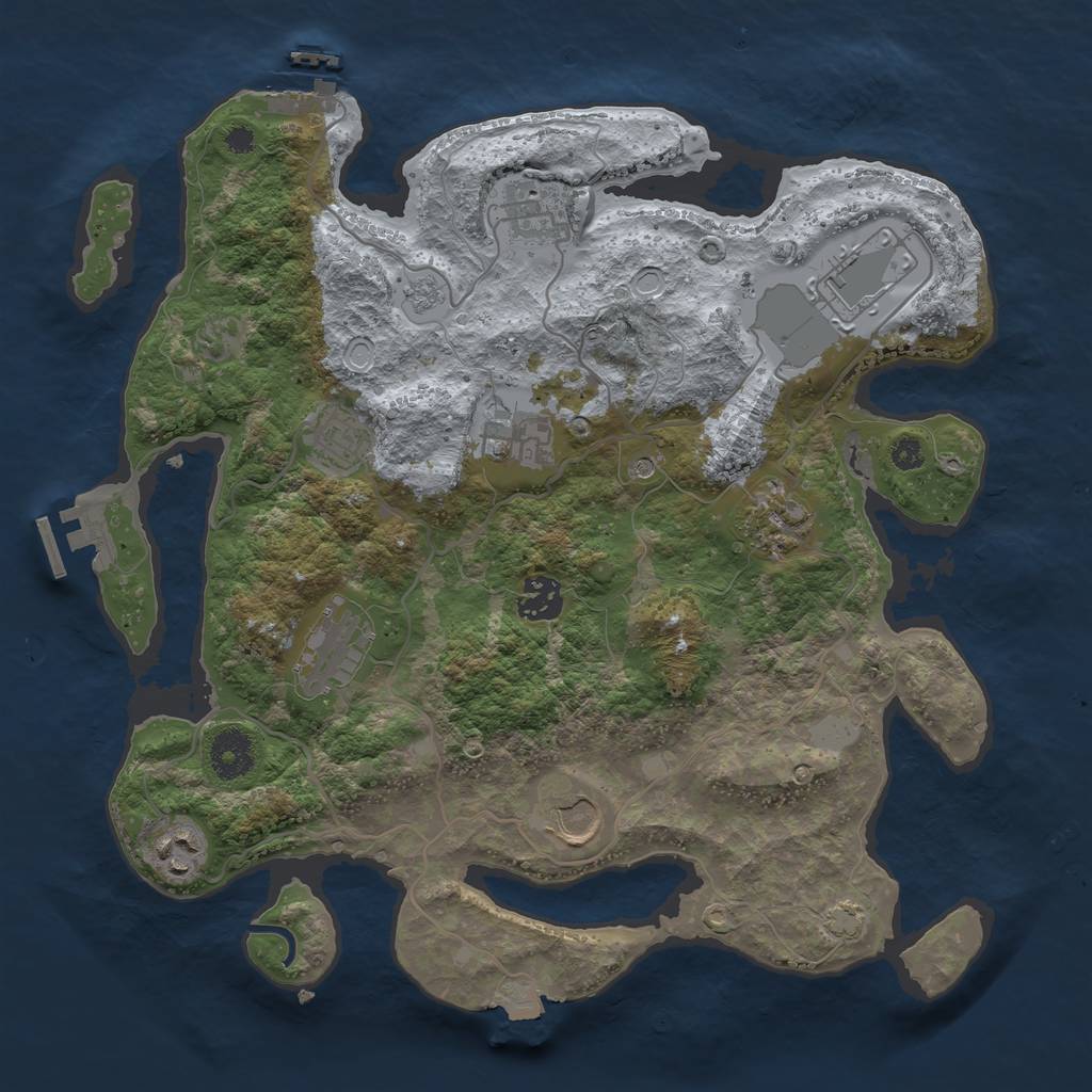 Rust Map: Procedural Map, Size: 3500, Seed: 1886362161, 17 Monuments