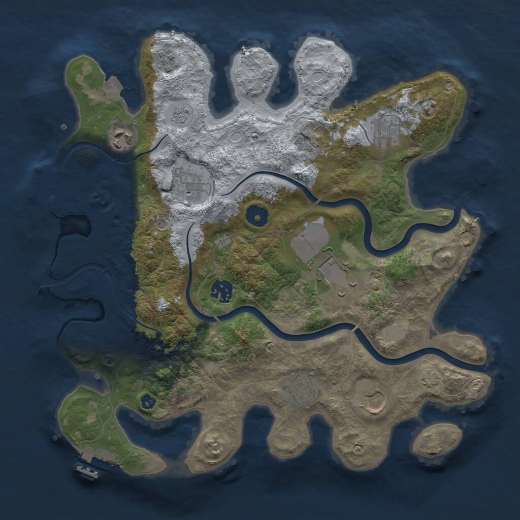 Rust Map: Procedural Map, Size: 3500, Seed: 24570, 14 Monuments