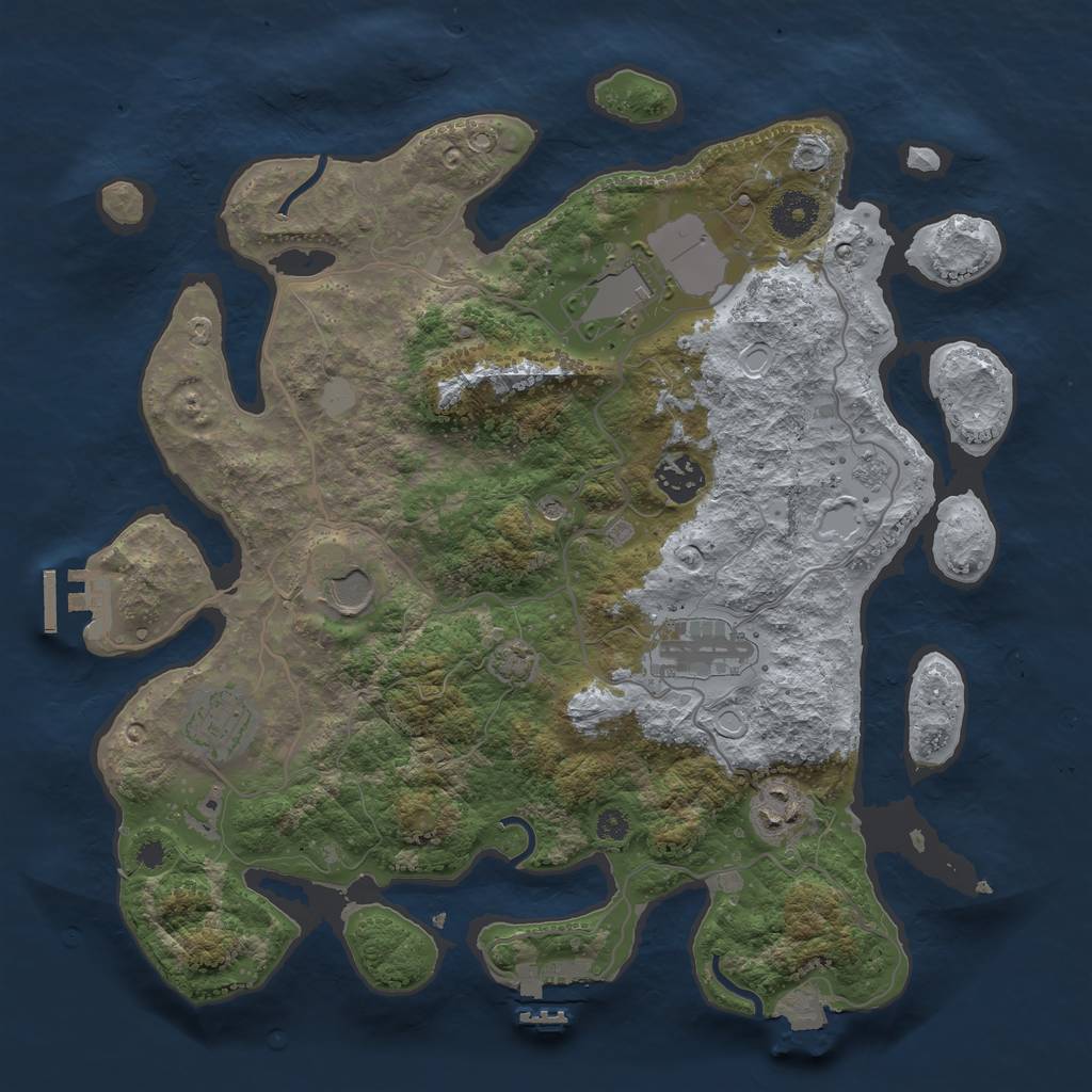 Rust Map: Procedural Map, Size: 3500, Seed: 405575852, 14 Monuments