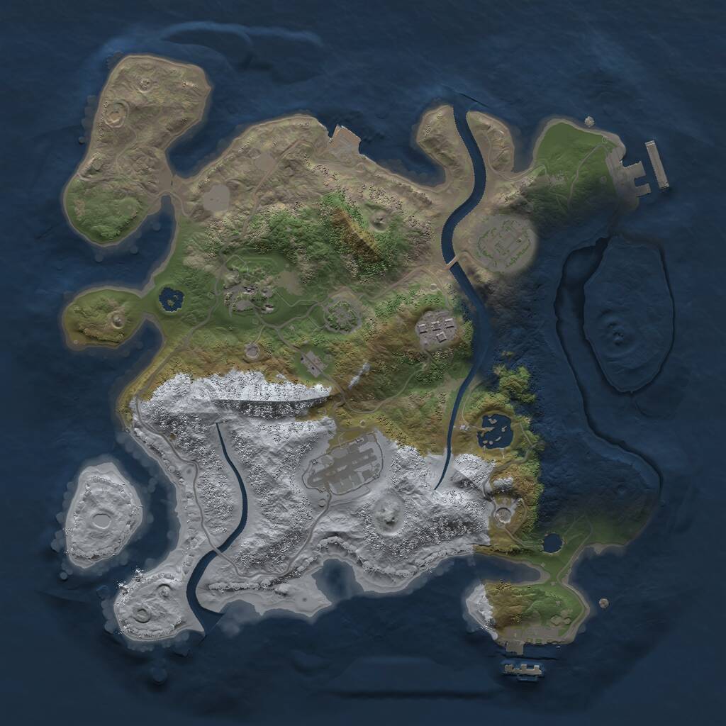 Rust Map: Procedural Map, Size: 3000, Seed: 11471, 10 Monuments