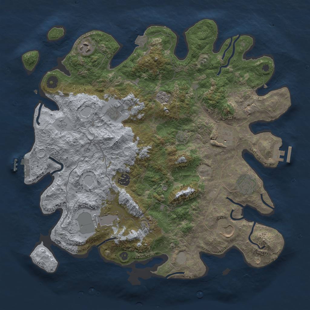 Rust Map: Procedural Map, Size: 3850, Seed: 500123623, 17 Monuments