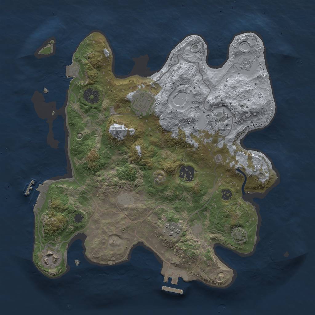 Rust Map: Procedural Map, Size: 3000, Seed: 73756, 12 Monuments