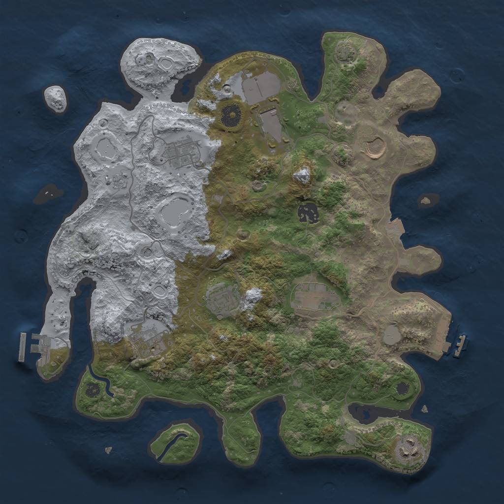 Rust Map: Procedural Map, Size: 3500, Seed: 798699043, 16 Monuments