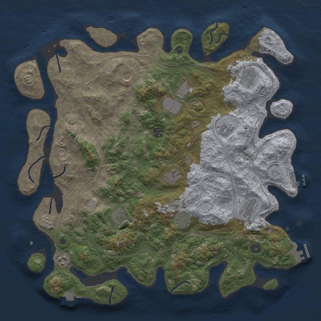 Rust Map: Procedural Map, Size: 4550, Seed: 729283715, 19 Monuments