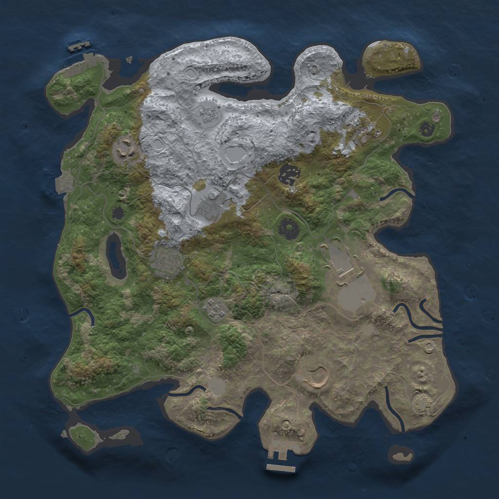 Rust Map: Procedural Map, Size: 3500, Seed: 264887553, 15 Monuments