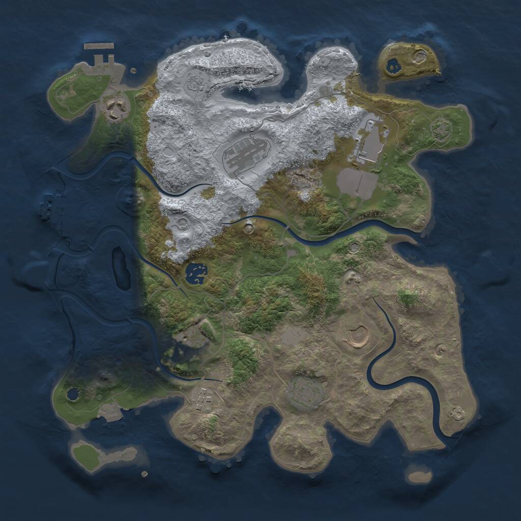 Rust Map: Procedural Map, Size: 3500, Seed: 264887553, 14 Monuments