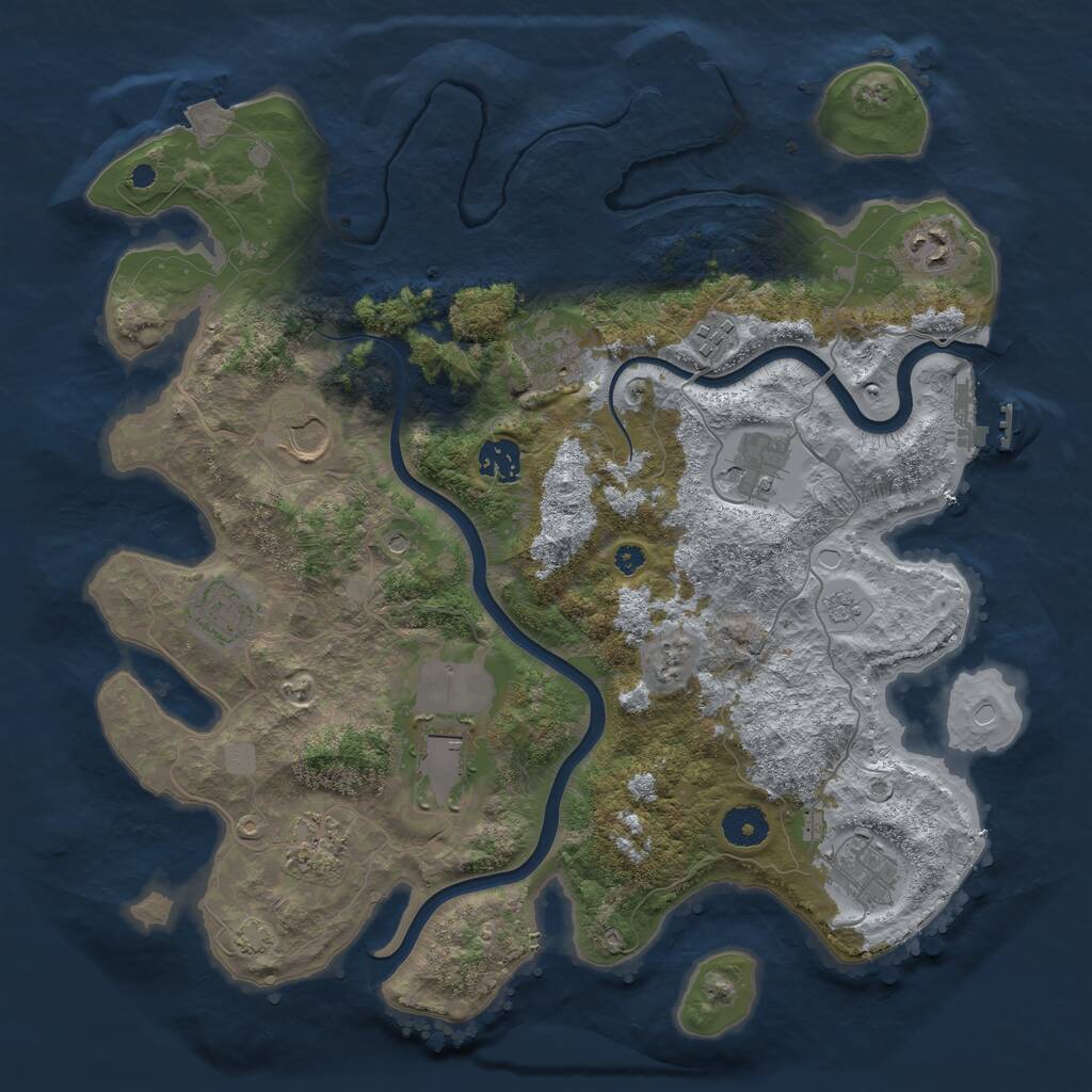 Rust Map: Procedural Map, Size: 3750, Seed: 623271764, 16 Monuments