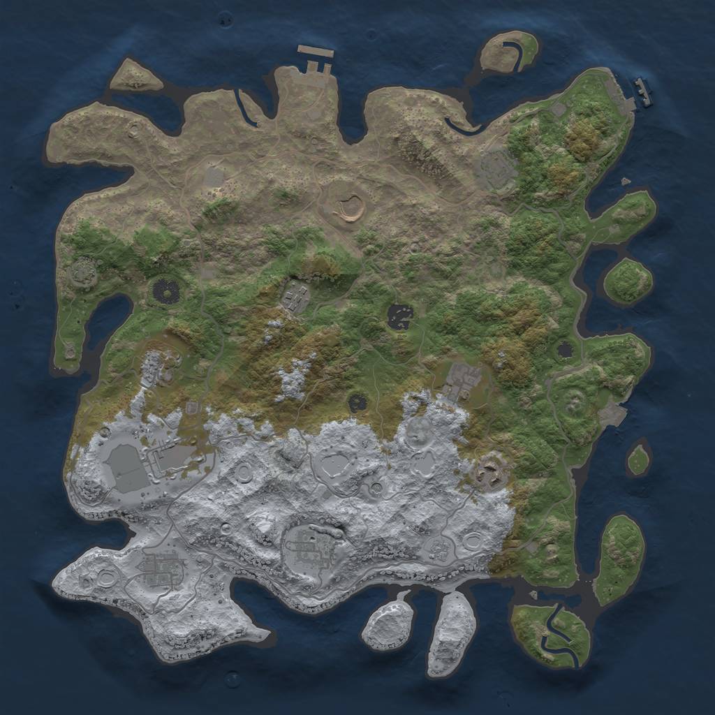 Rust Map: Procedural Map, Size: 4000, Seed: 8523, 18 Monuments