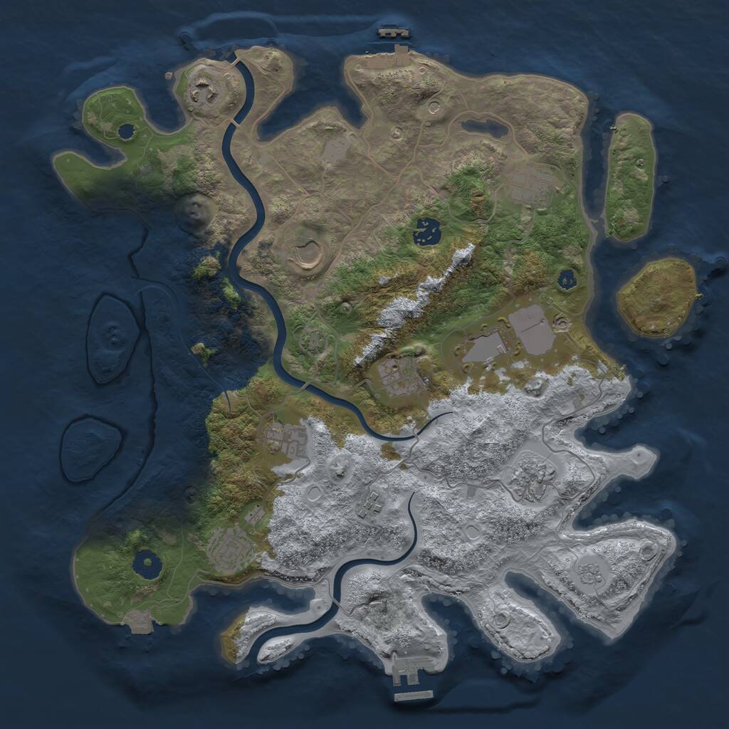 Rust Map: Procedural Map, Size: 3800, Seed: 1556755374, 16 Monuments