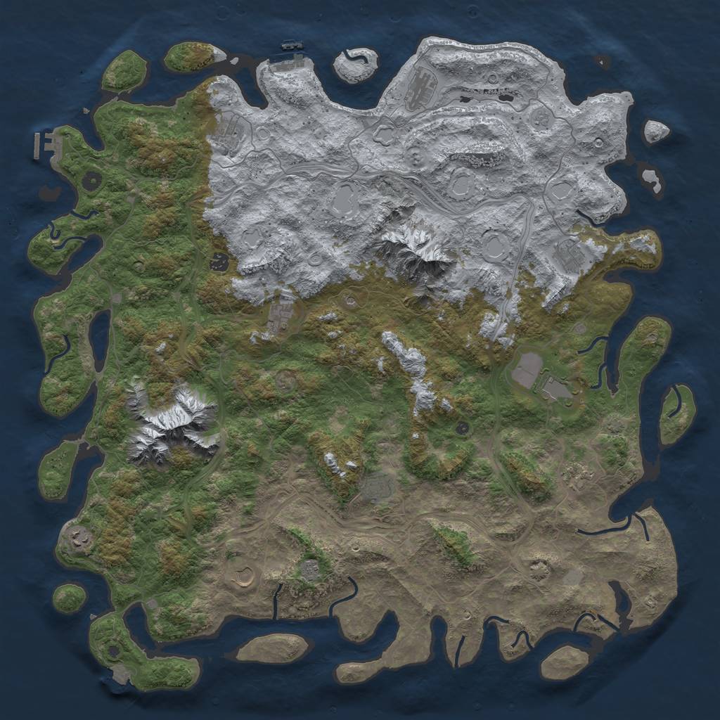 Rust Map: Procedural Map, Size: 5500, Seed: 1891127207, 19 Monuments