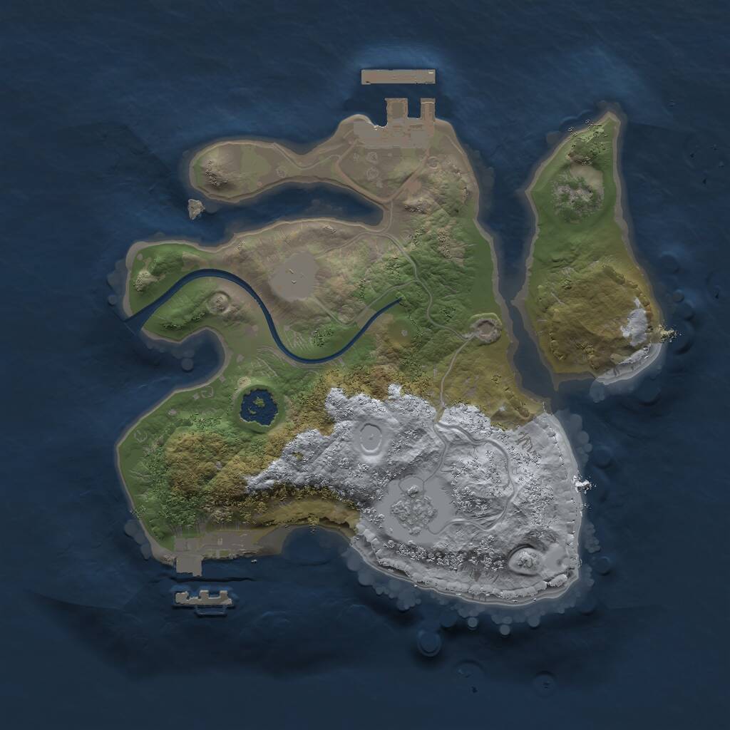 Rust Map: Procedural Map, Size: 2000, Seed: 1199, 4 Monuments