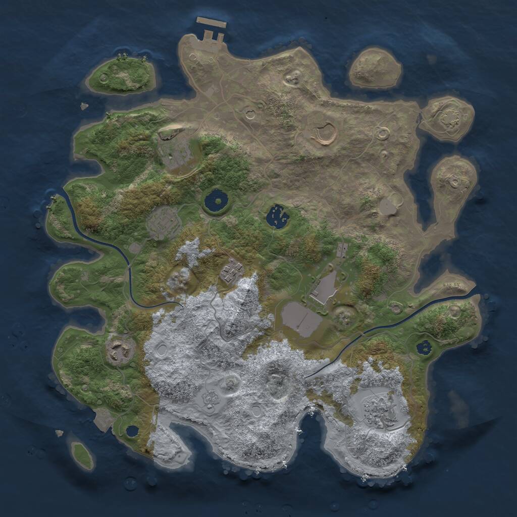 Rust Map: Procedural Map, Size: 3500, Seed: 9180, 13 Monuments