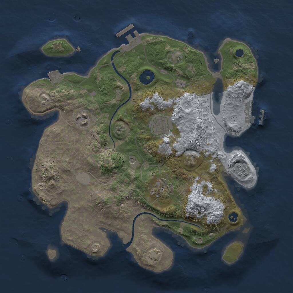 Rust Map: Procedural Map, Size: 3000, Seed: 662888624, 9 Monuments