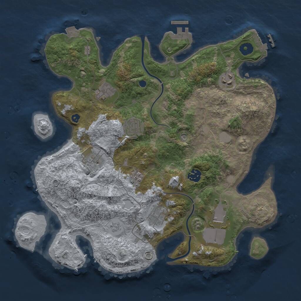 Rust Map: Procedural Map, Size: 3500, Seed: 939160210, 14 Monuments