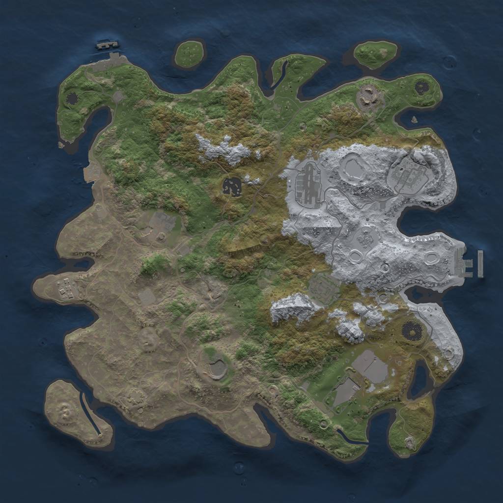 Rust Map: Procedural Map, Size: 3750, Seed: 24251952, 17 Monuments