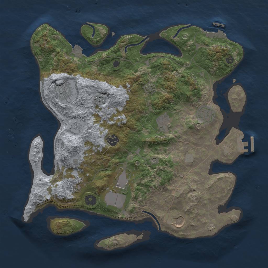 Rust Map: Procedural Map, Size: 3500, Seed: 12388381, 16 Monuments