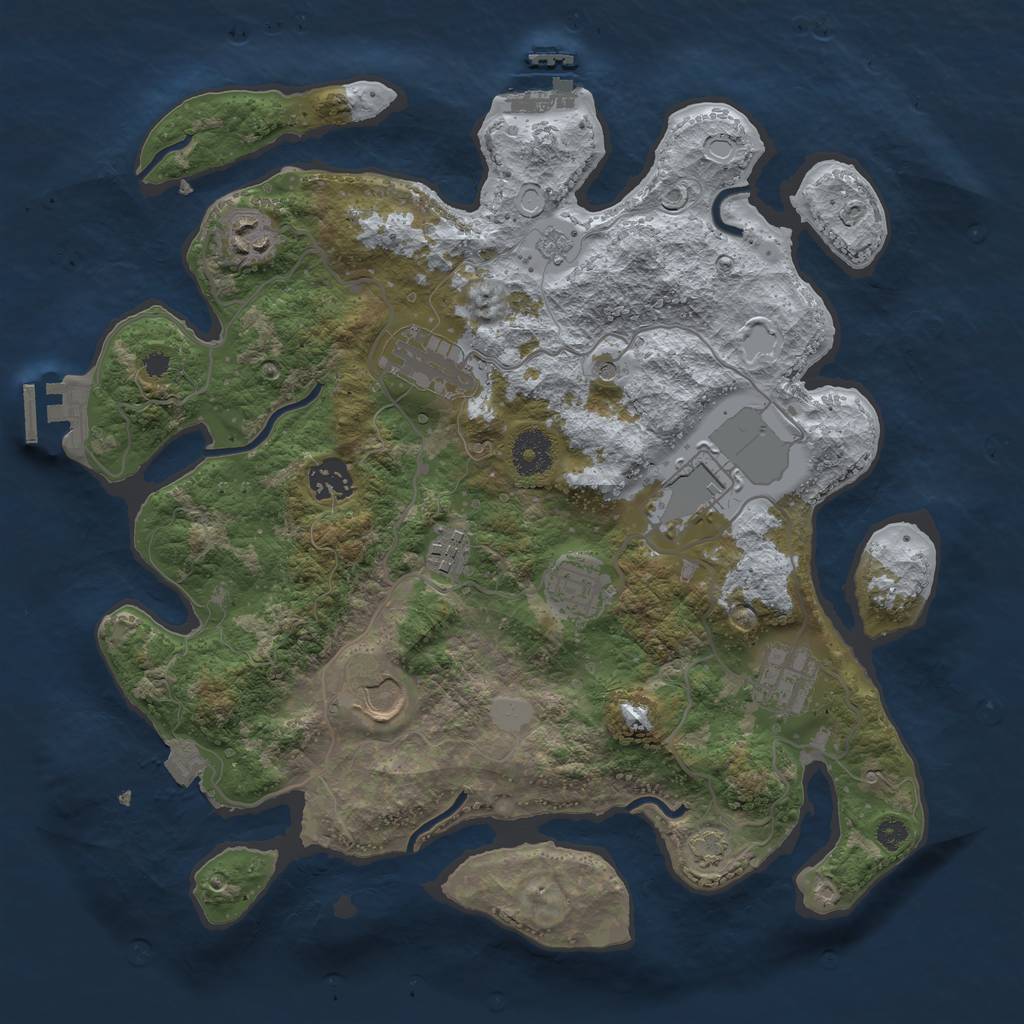 Rust Map: Procedural Map, Size: 3500, Seed: 980046131, 16 Monuments
