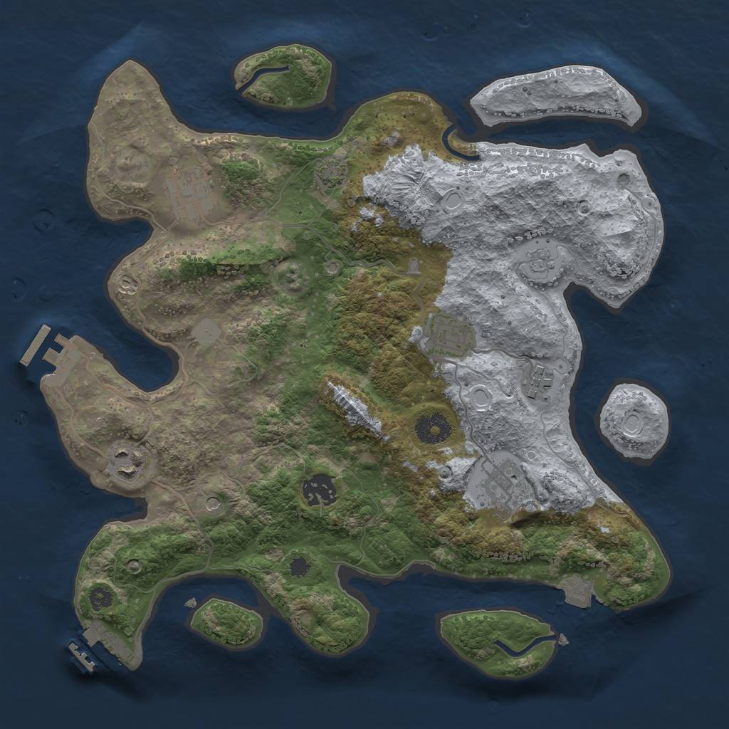 Rust Map: Procedural Map, Size: 3250, Seed: 18845, 14 Monuments