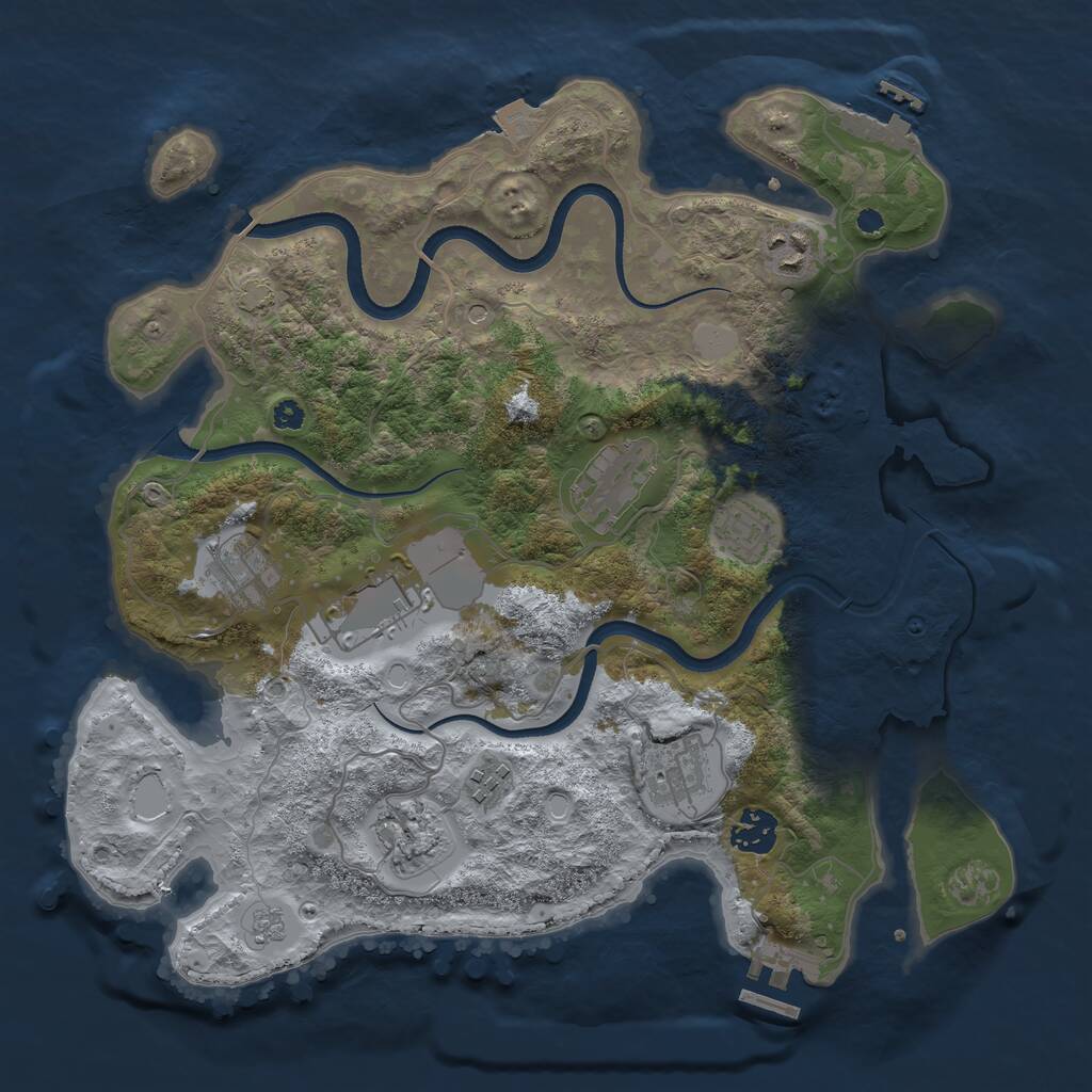 Rust Map: Procedural Map, Size: 3550, Seed: 49177770, 15 Monuments