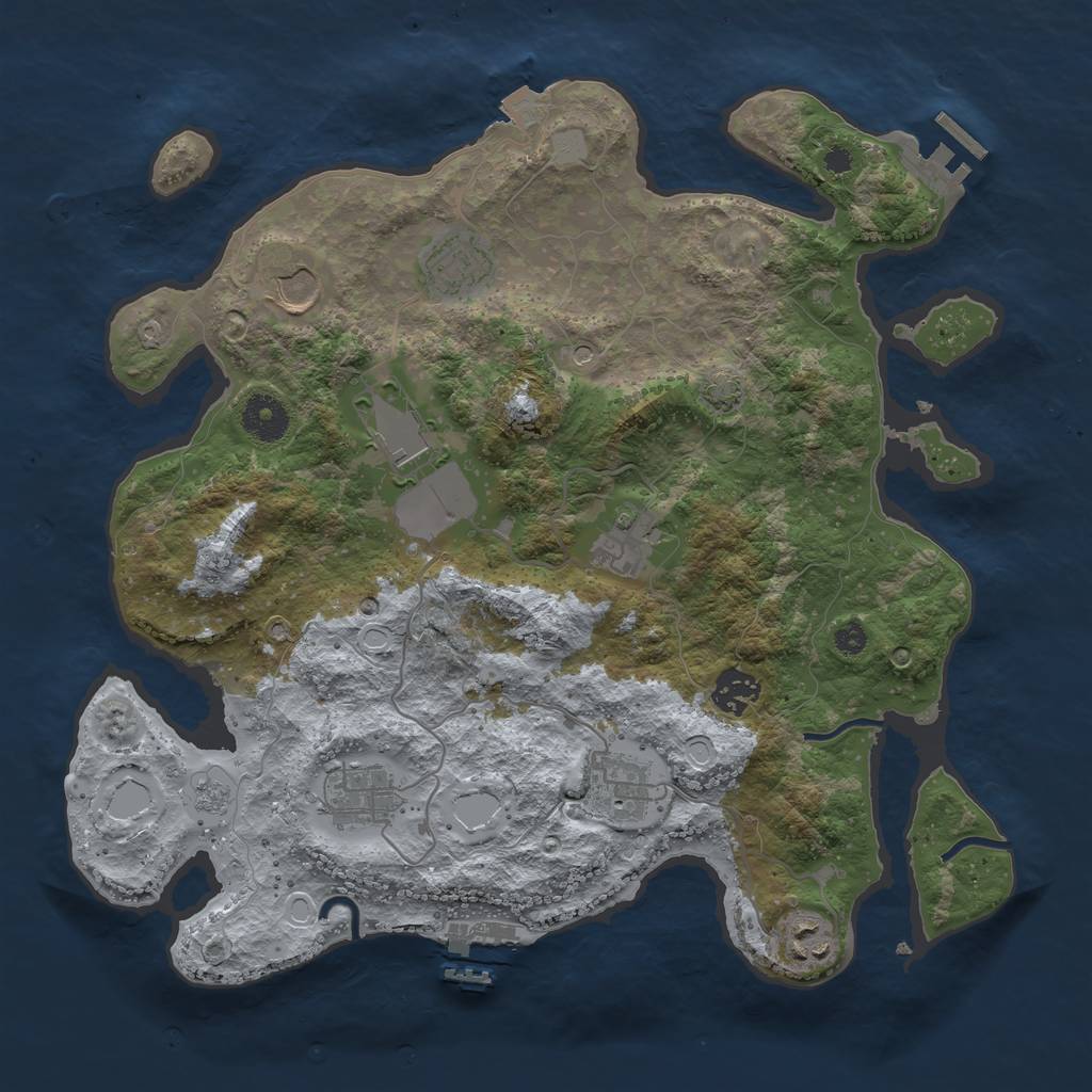 Rust Map: Procedural Map, Size: 3550, Seed: 49177770, 16 Monuments