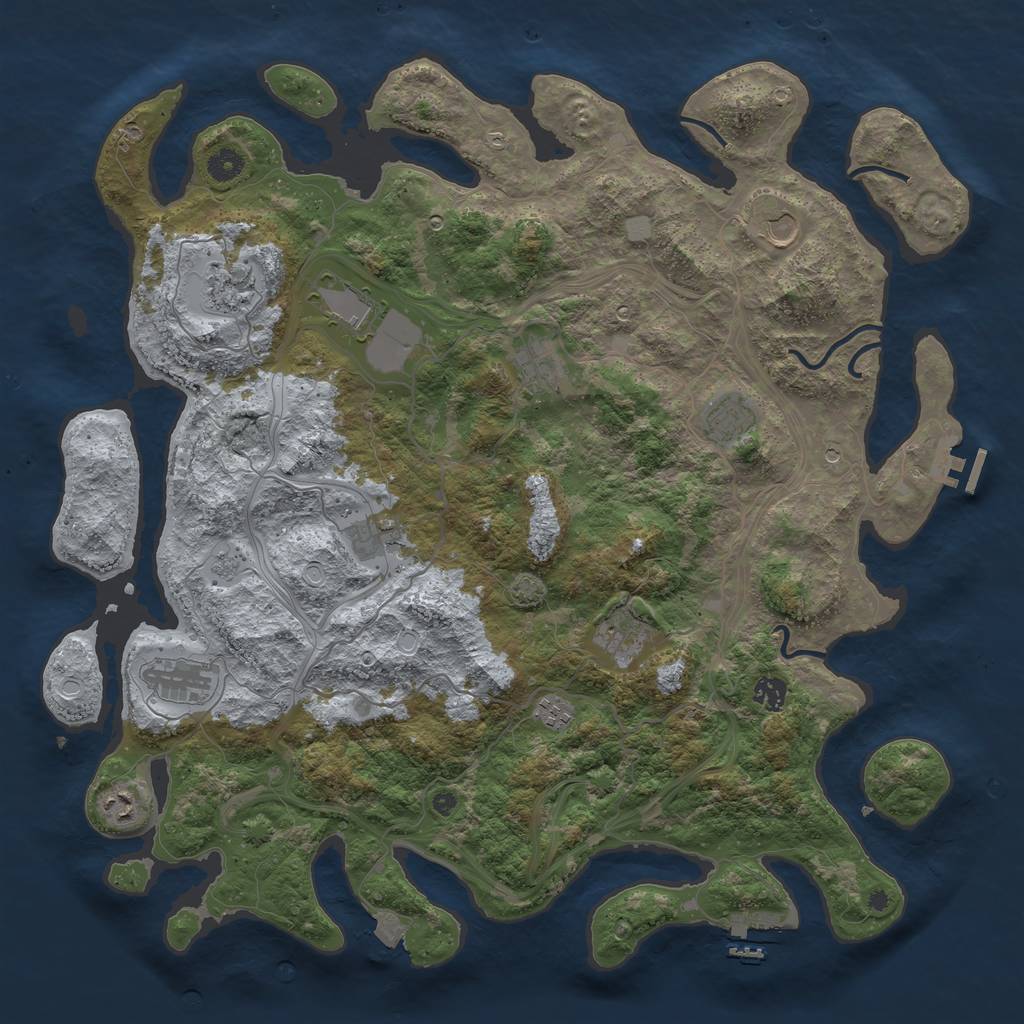 Rust Map: Procedural Map, Size: 4500, Seed: 50060, 19 Monuments