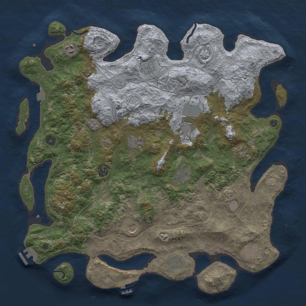 Rust Map: Procedural Map, Size: 4500, Seed: 1886362161, 19 Monuments