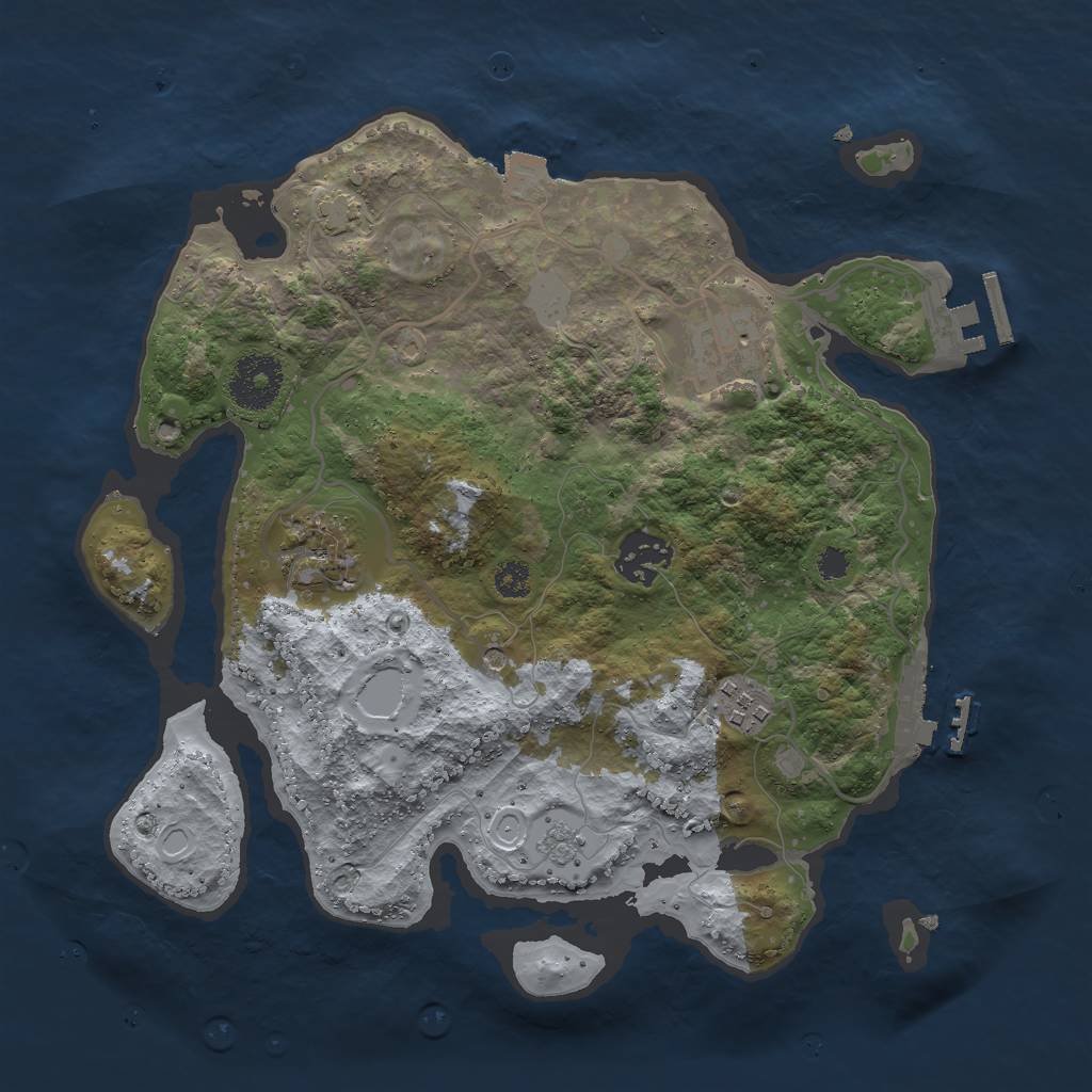 Rust Map: Procedural Map, Size: 3000, Seed: 28065, 12 Monuments