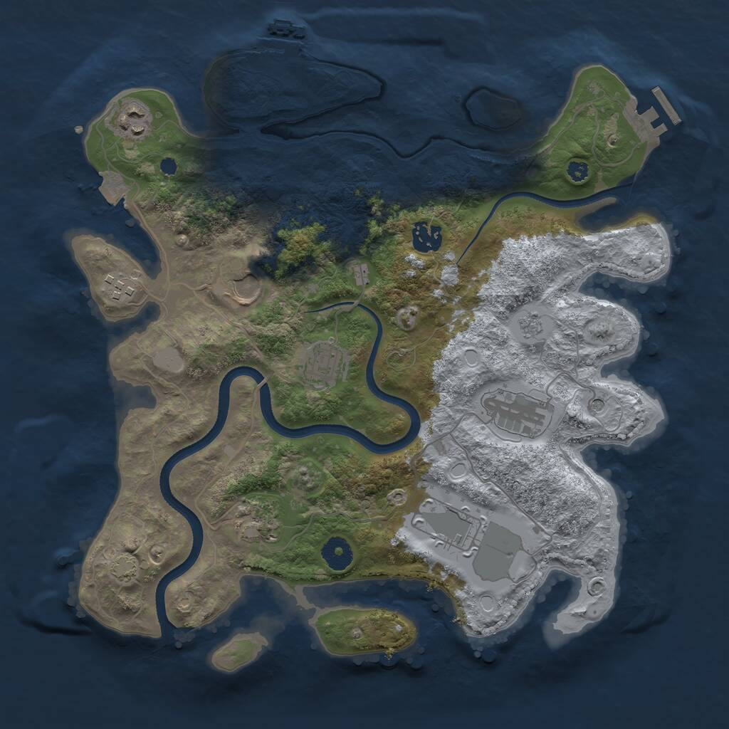 Rust Map: Procedural Map, Size: 3500, Seed: 80871212, 14 Monuments