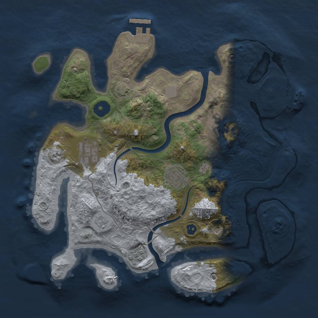 Rust Map: Procedural Map, Size: 3000, Seed: 1112871064, 10 Monuments
