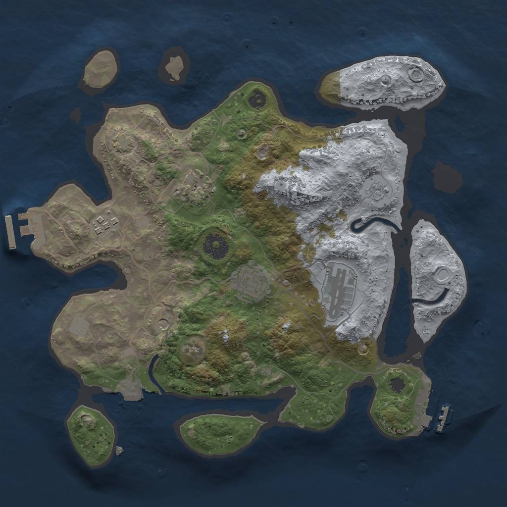 Rust Map: Procedural Map, Size: 3000, Seed: 801525, 12 Monuments