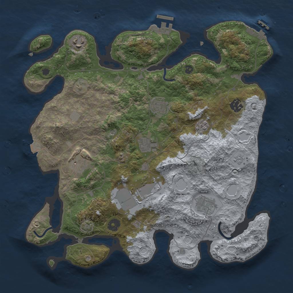 Rust Map: Procedural Map, Size: 3500, Seed: 533275428, 16 Monuments