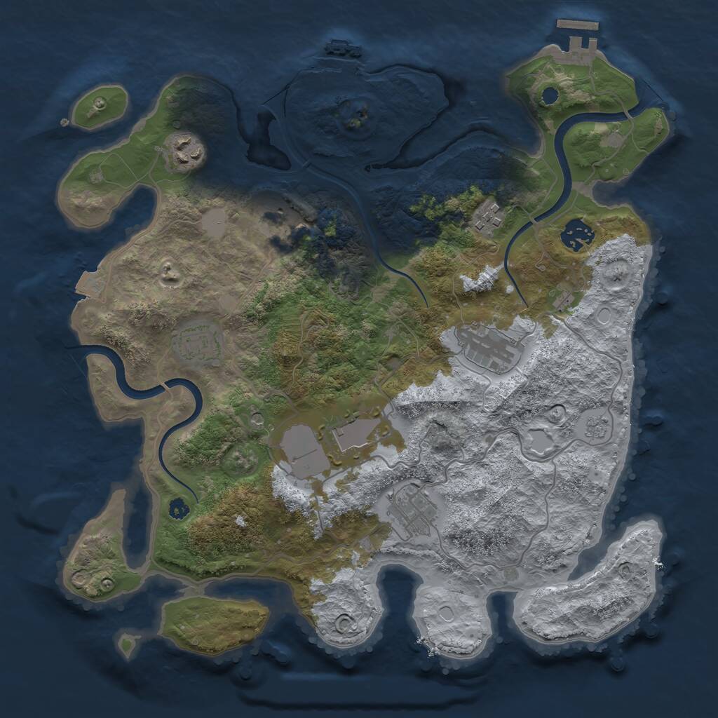 Rust Map: Procedural Map, Size: 3500, Seed: 533275428, 14 Monuments