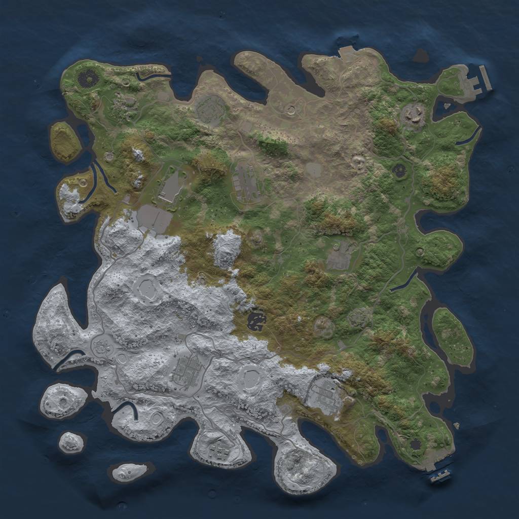 Rust Map: Procedural Map, Size: 4000, Seed: 92615, 18 Monuments