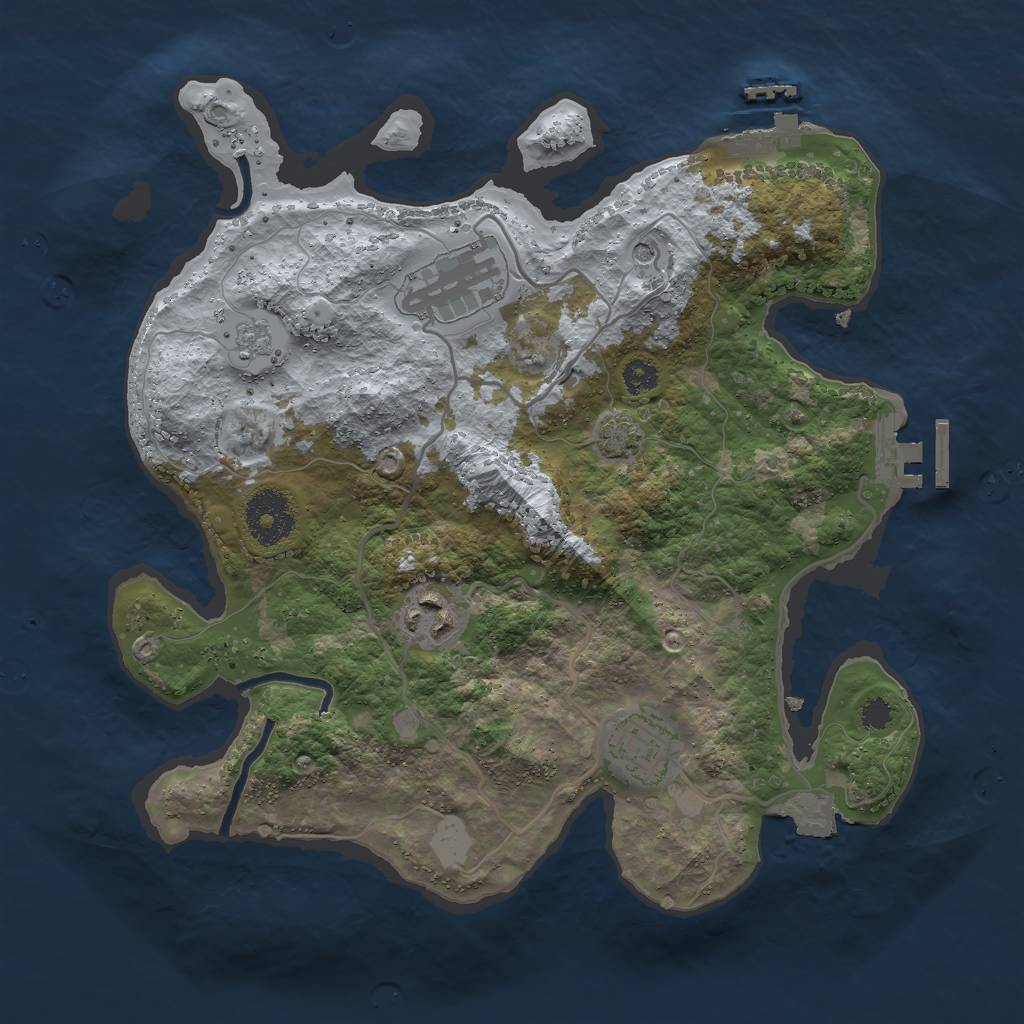 Rust Map: Procedural Map, Size: 3000, Seed: 342514, 11 Monuments