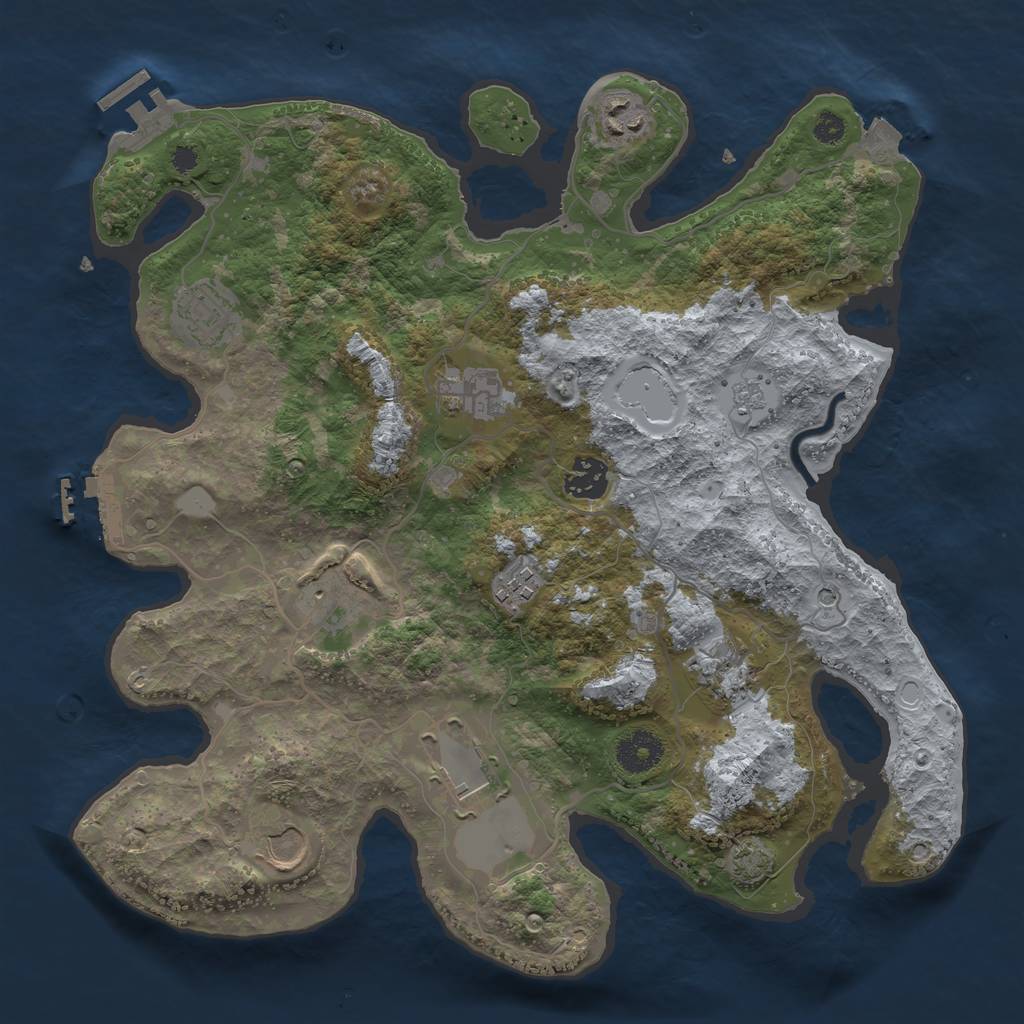 Rust Map: Procedural Map, Size: 3500, Seed: 196724230, 17 Monuments