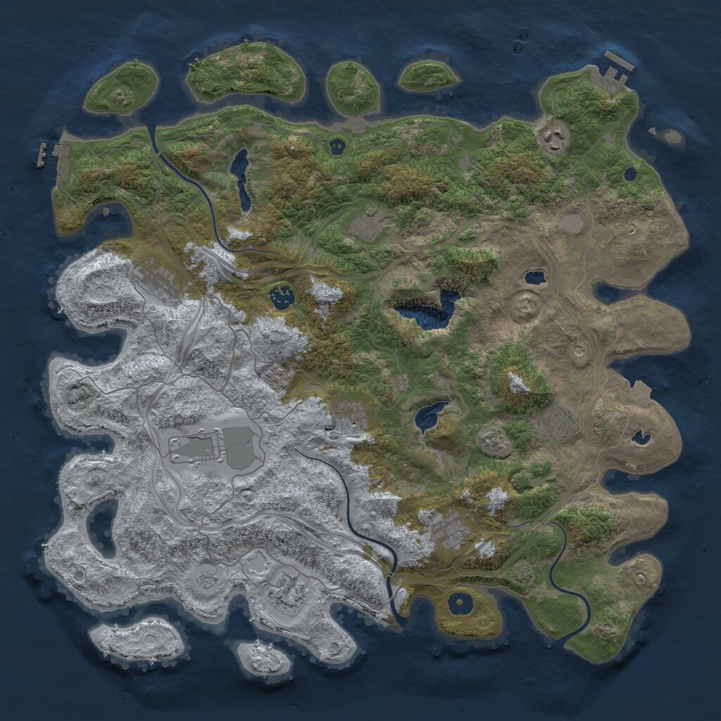 Rust Map: Procedural Map, Size: 4500, Seed: 1057373061, 16 Monuments