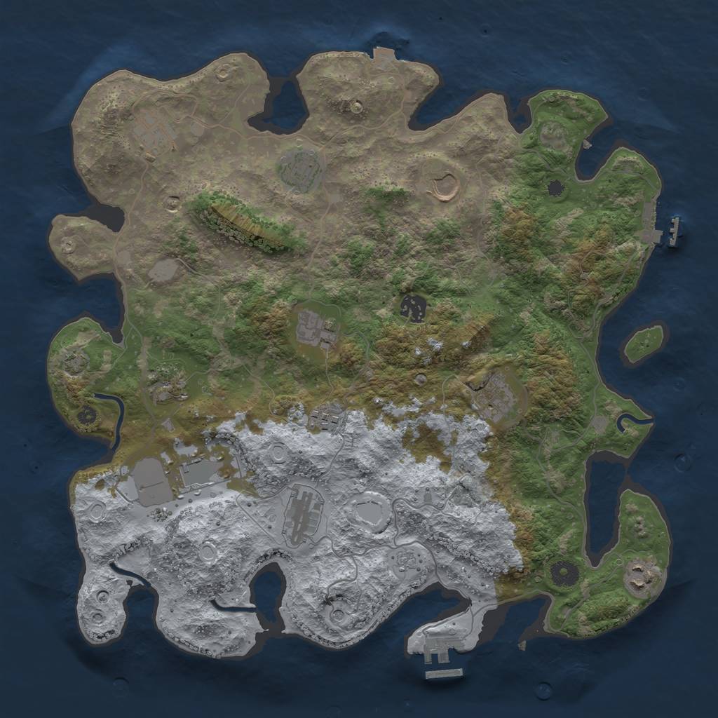 Rust Map: Procedural Map, Size: 3900, Seed: 43289662, 19 Monuments