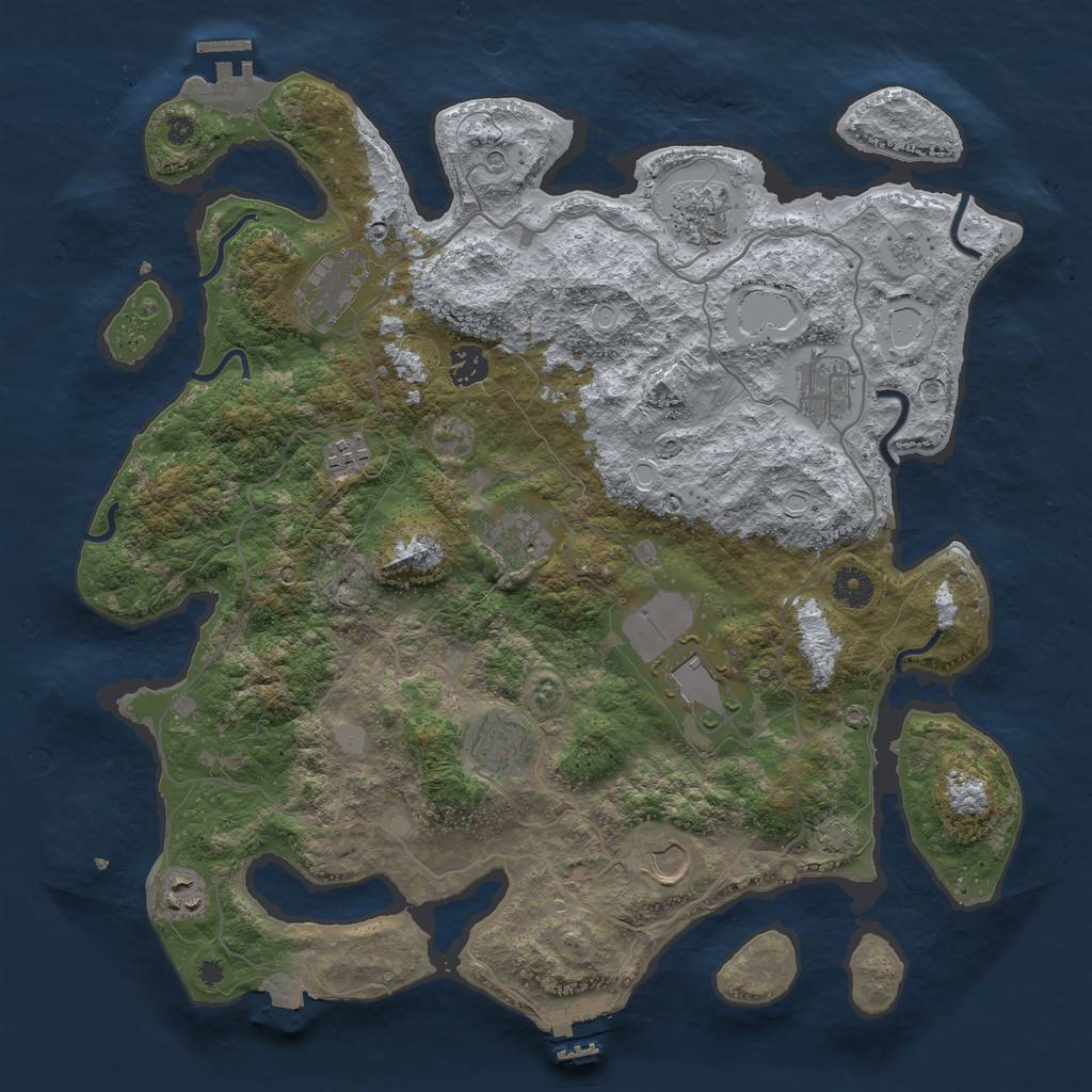 Rust Map: Procedural Map, Size: 4000, Seed: 190086490, 18 Monuments