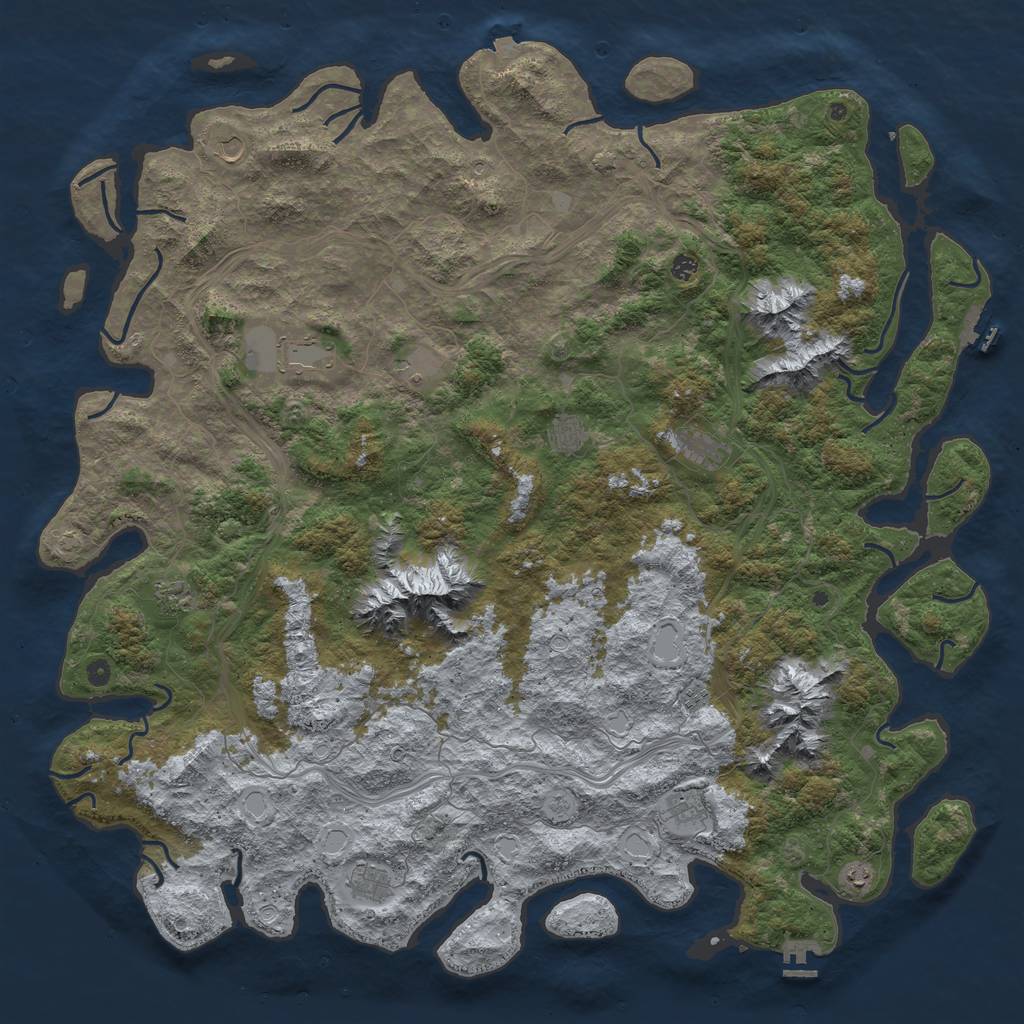 Rust Map: Procedural Map, Size: 6000, Seed: 1220049257, 19 Monuments