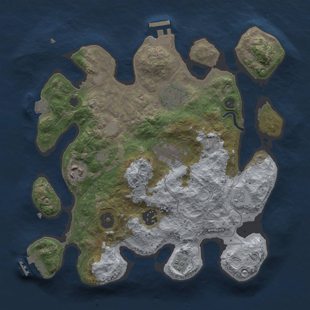 Rust Map: Procedural Map, Size: 3000, Seed: 999811129, 11 Monuments