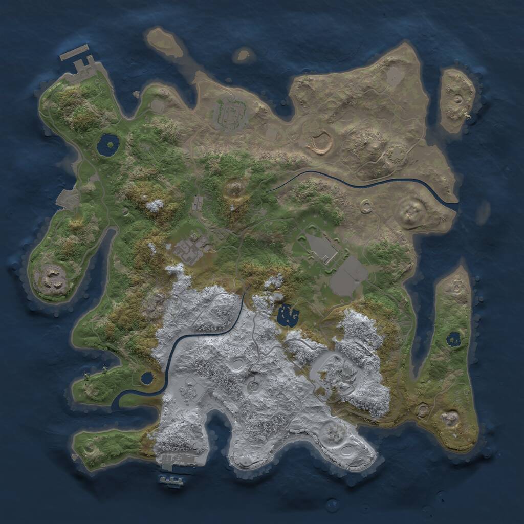 Rust Map: Procedural Map, Size: 3500, Seed: 494193434, 13 Monuments