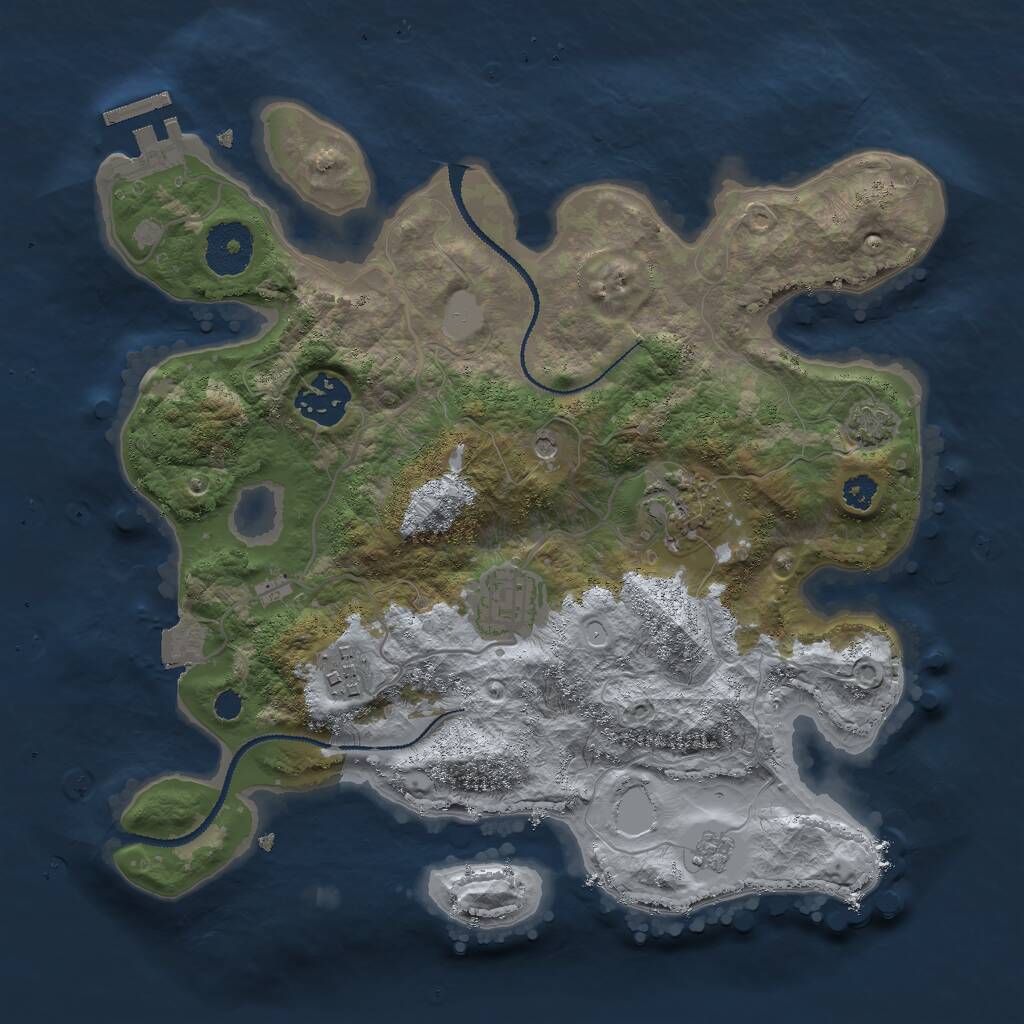 Rust Map: Procedural Map, Size: 3000, Seed: 707072730, 9 Monuments