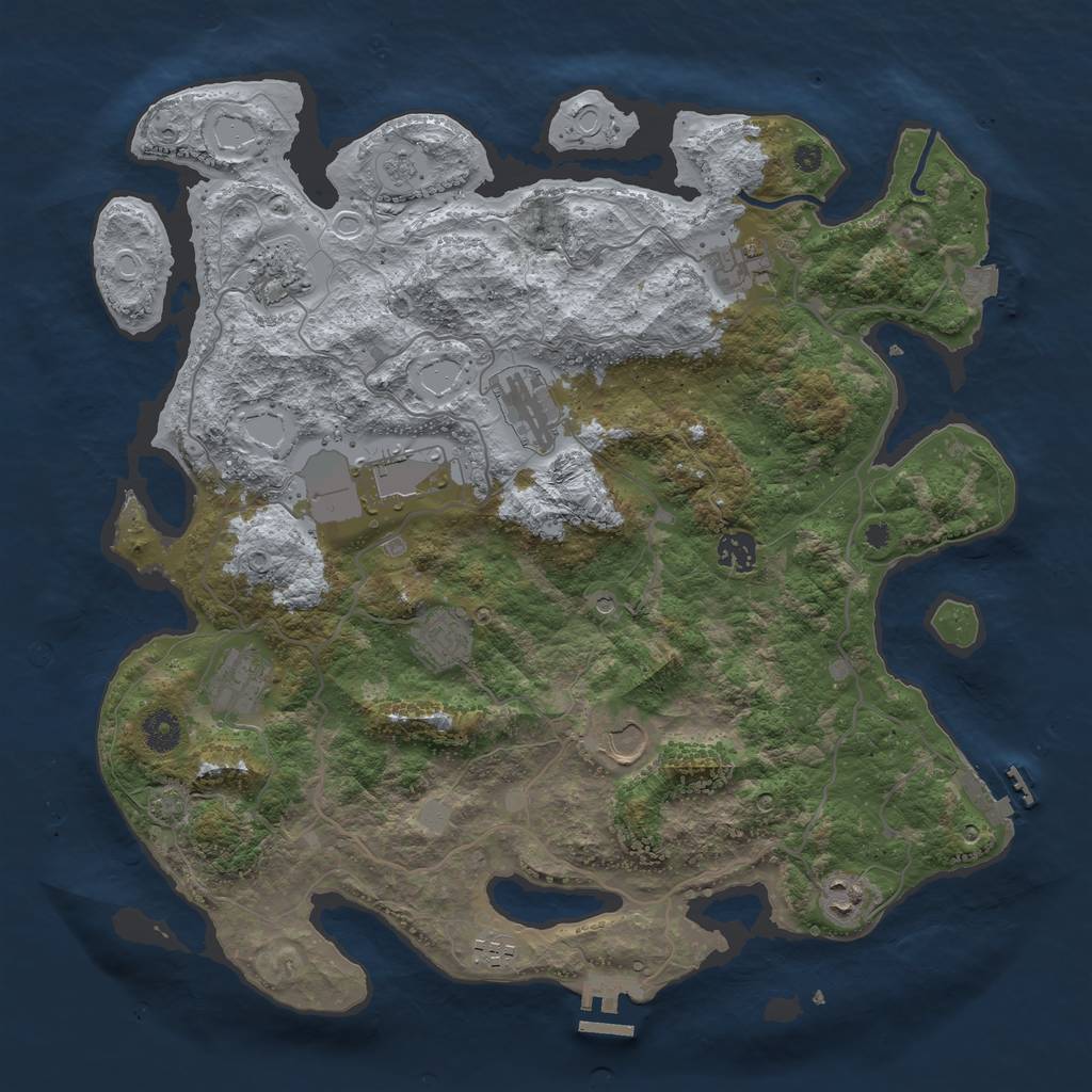 Rust Map: Procedural Map, Size: 4000, Seed: 215487687, 18 Monuments