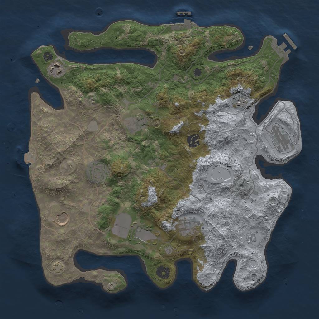 Rust Map: Procedural Map, Size: 3500, Seed: 757898837, 17 Monuments
