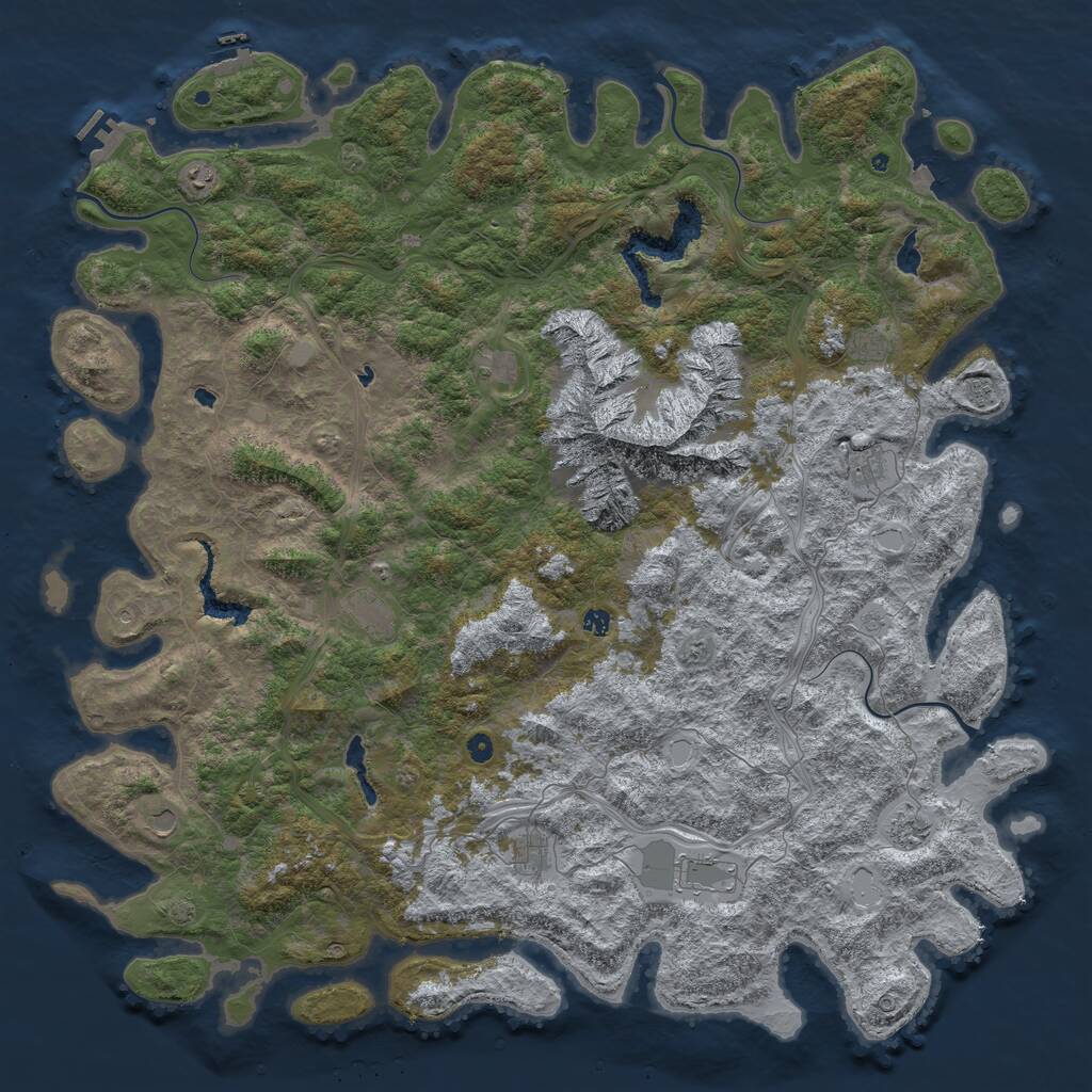 Rust Map: Procedural Map, Size: 6000, Seed: 854767653, 17 Monuments
