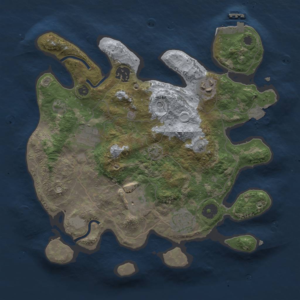 Rust Map: Procedural Map, Size: 3000, Seed: 23323334, 11 Monuments